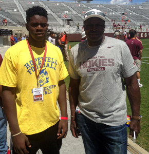 Taylor and Bruce Smith at Tech's 2014 Spring Game