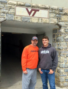 Lydon, pictured here with Bud Foster while visiting VT on April 19, 2014 (photo courtesy of Lydon)
