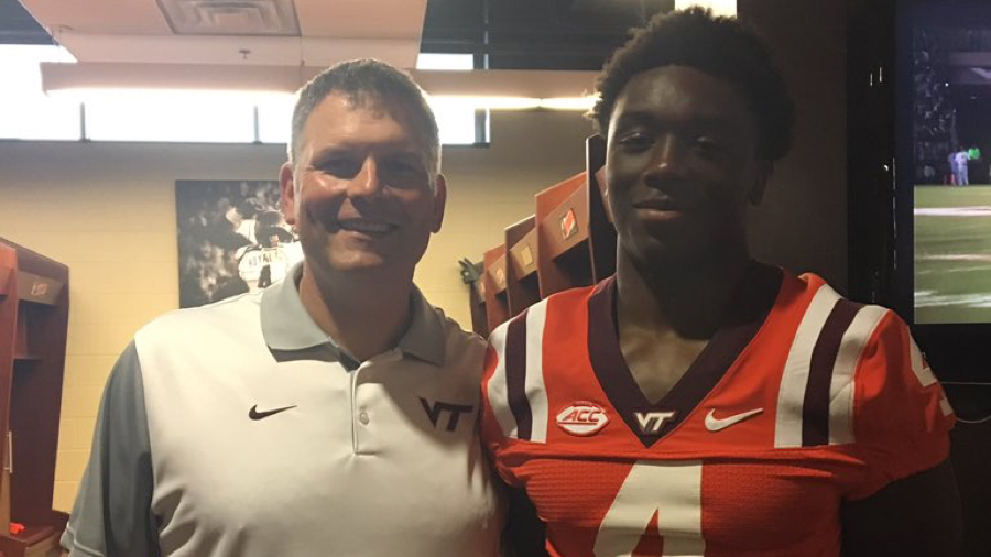 Jaylen Griffin on his first visit to Virginia Tech with Head Coach Justin Fuente. 